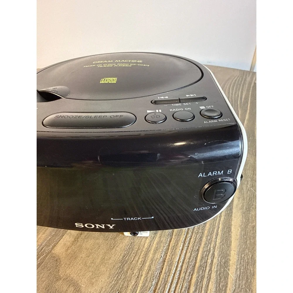 VTG Sony CD Clock Radio Dream Machine ICF-CD815 Black White Excellent Dual Alarm